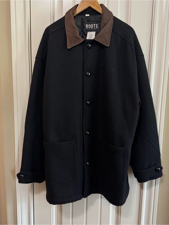 Roots Other - Roots Black Pea Coat with Brown Corduroy Collar